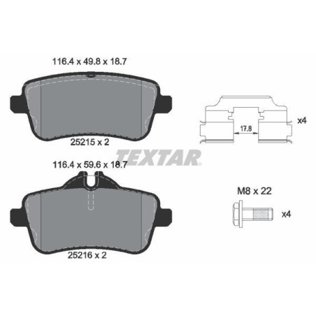 TEXTAR 2521502 Pastillas de freno trasero para Mercedes GLE M GL GLS CLA A GLA SLC SLK
