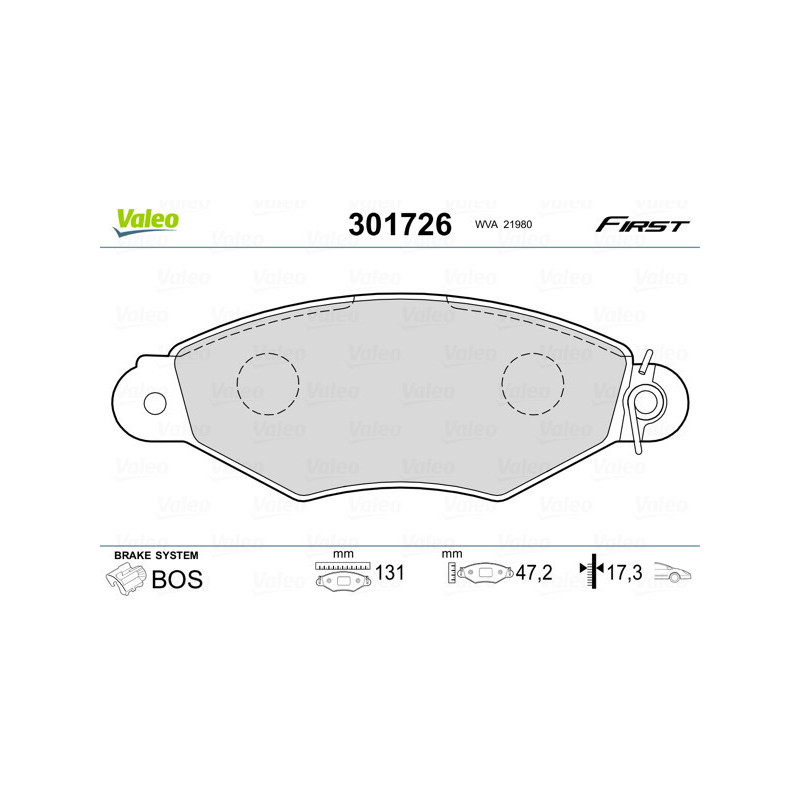 VALEO 301726 Klocki hamulcowe Przód dla