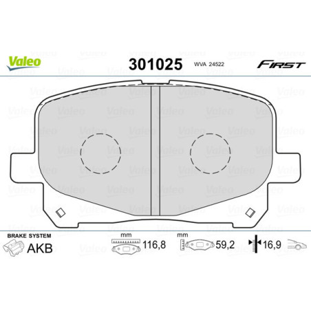 VALEO 301025 Plaquettes de frein Avant pour