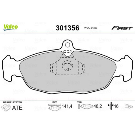 VALEO 301356 Brzdové destičky Přední pro