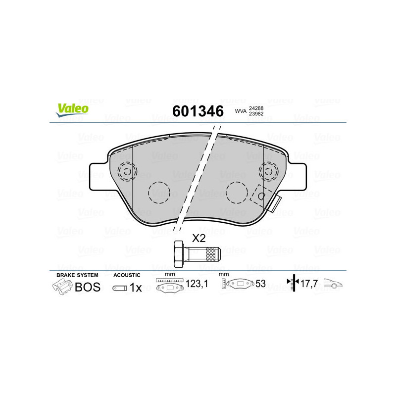 VALEO 601346 Brzdové destičky Přední pro