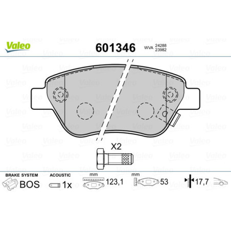 VALEO 601346 Pastiglie freno Anteriore per