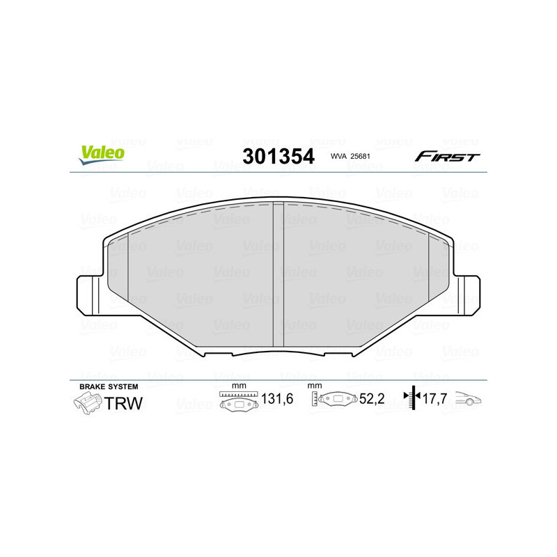 VALEO 301354 Klocki hamulcowe Przód dla