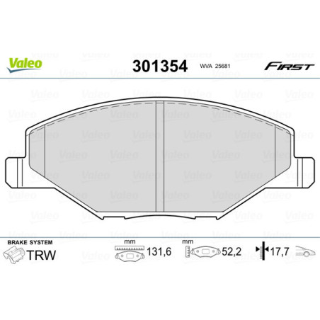 VALEO 301354 Klocki hamulcowe Przód dla