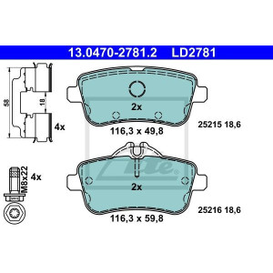 ATE 13.0470-2781.2 Brzdové platničky zadné pre Mercedes GLE M