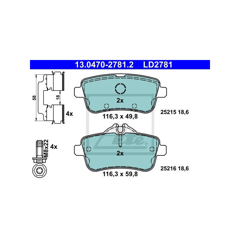 ATE 13.0470-2781.2 Bremsbeläge Hinten für Mercedes GLE M