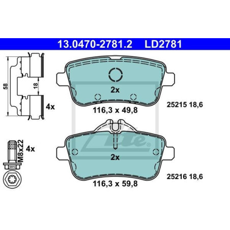 ATE 13.0470-2781.2 Klocki hamulcowe tył dla Mercedes GLE M