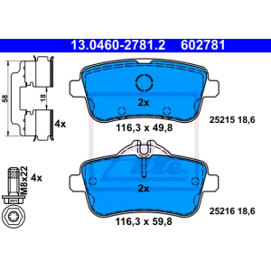ATE 13.0460-2781.2 Pastiglie freno posteriore per Mercedes GLE M