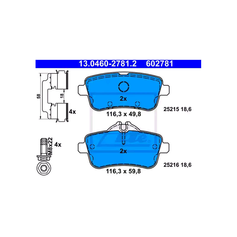 ATE 13.0460-2781.2 Pastiglie freno posteriore per Mercedes GLE M