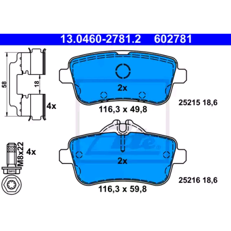 ATE 13.0460-2781.2 Pastillas de freno trasero para Mercedes GLE M