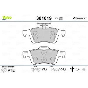 VALEO 301019 Brzdové platničky Zadné pre
