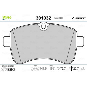 VALEO 301032 Klocki hamulcowe Tył dla