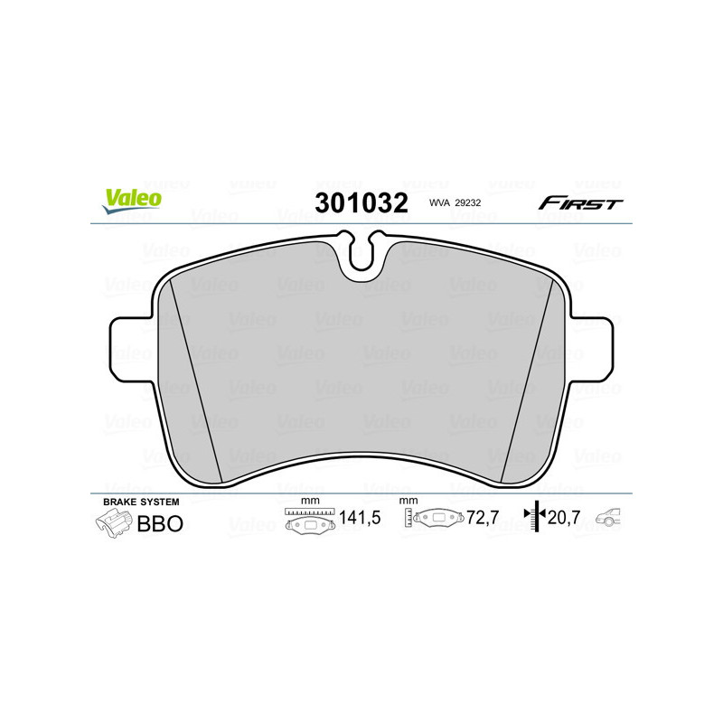 VALEO 301032 Klocki hamulcowe Tył dla