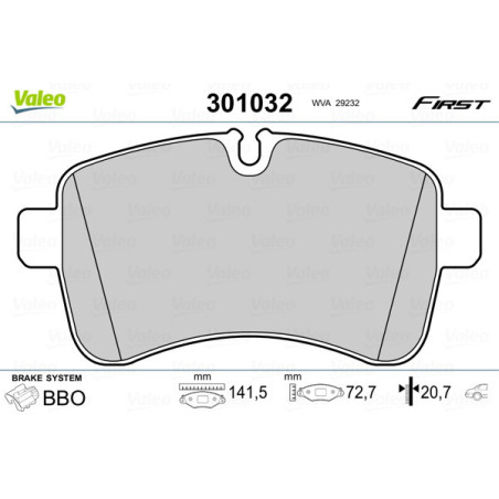 VALEO 301032 Brzdové destičky Zadní pro