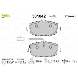 VALEO 301042 Pastillas de freno Delantero para