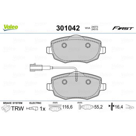 VALEO 301042 Plaquettes de frein Avant pour