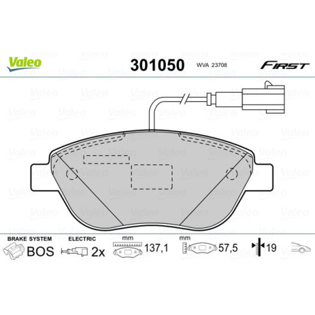VALEO 301050 Pastillas de freno Delantero para