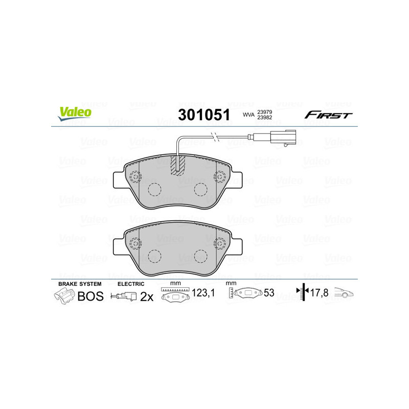 VALEO 301051 Plaquettes de frein Avant pour