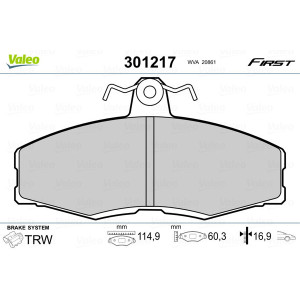 VALEO 301217 Brzdové platničky Predné pre