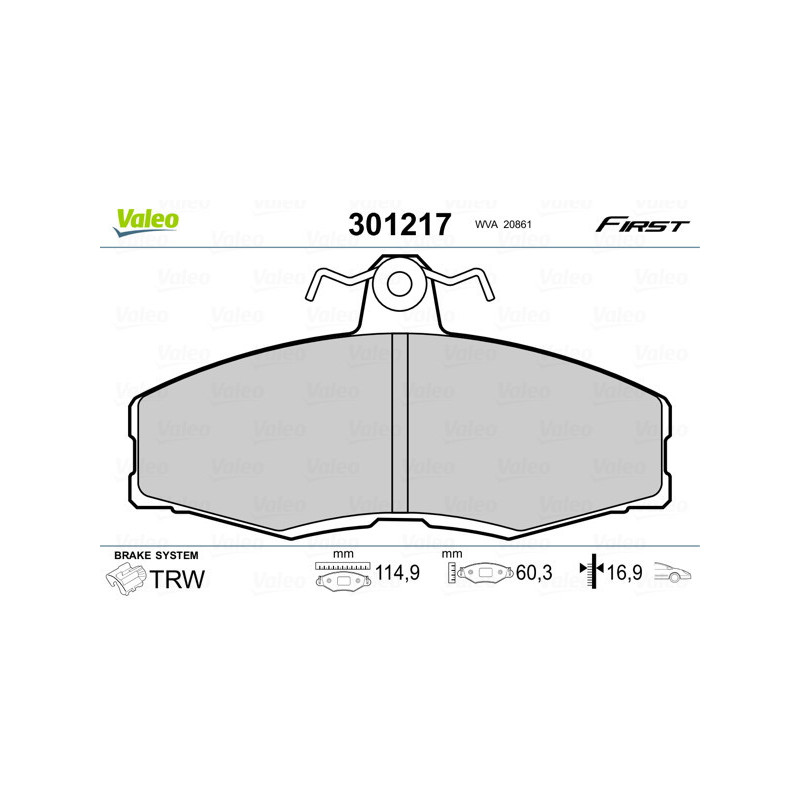 VALEO 301217 Brzdové destičky Přední pro