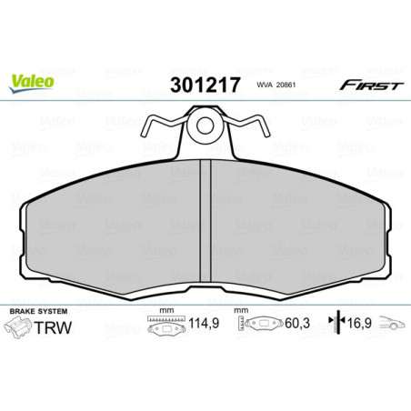 VALEO 301217 Pastiglie freno Anteriore per