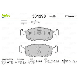 VALEO 301298 Brzdové platničky Predné pre
