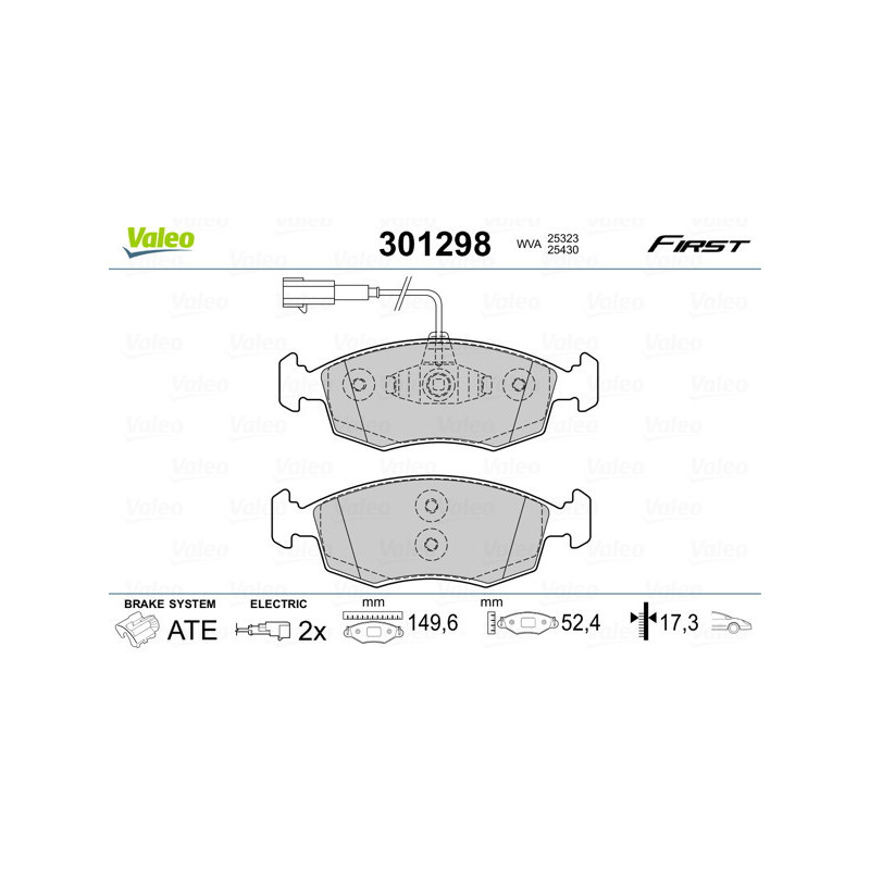 VALEO 301298 Klocki hamulcowe Przód dla