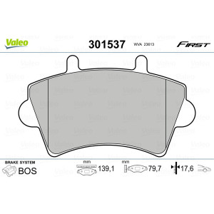 VALEO 301537 Brzdové platničky Predné pre
