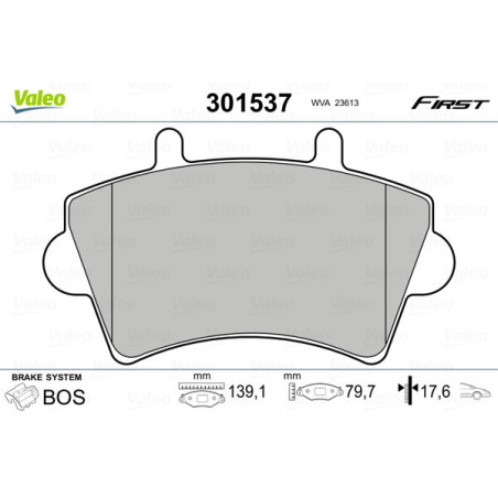 VALEO 301537 Brzdové destičky Přední pro