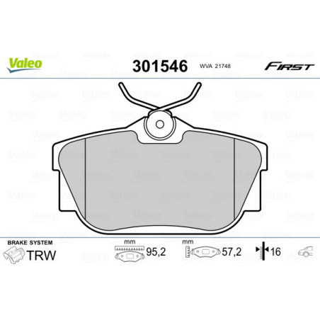 VALEO 301546 Klocki hamulcowe Tył dla