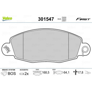 VALEO 301547 Brzdové platničky Predné pre