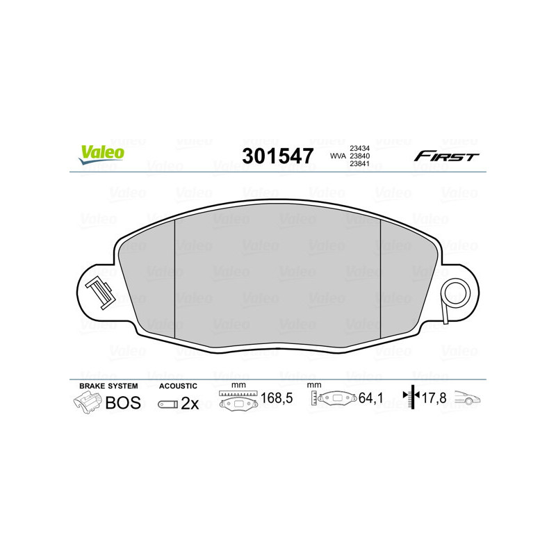 VALEO 301547 Brzdové destičky Přední pro