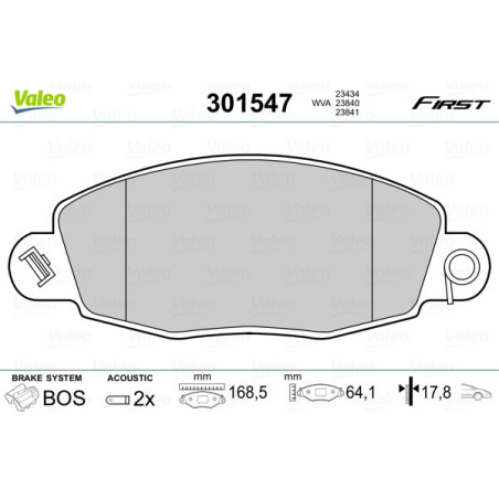 VALEO 301547 Bremsbeläge Vorne für