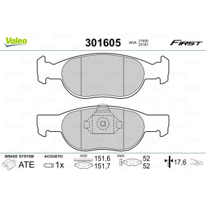 VALEO 301605 Brzdové platničky Predné pre