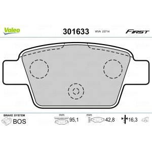 VALEO 301633 Pastiglie freno Posteriore per