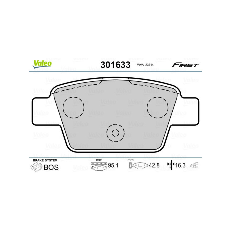 VALEO 301633 Klocki hamulcowe Tył dla