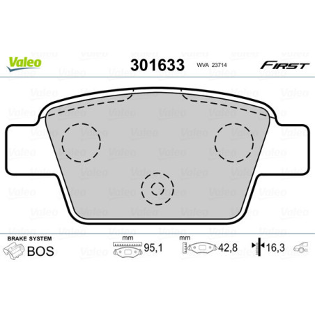 VALEO 301633 Klocki hamulcowe Tył dla