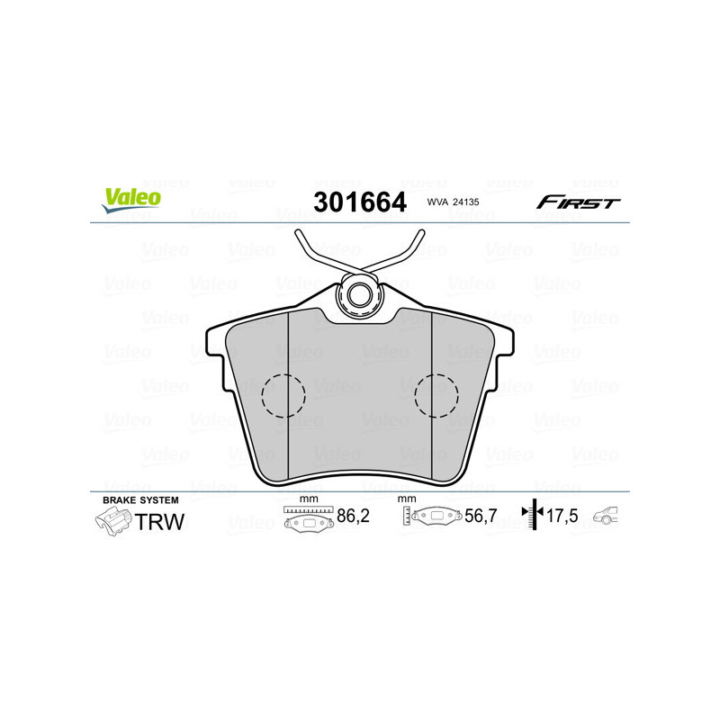VALEO 301664 Bremsbeläge Hinten für