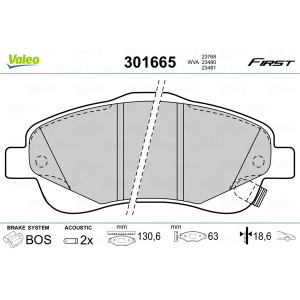 VALEO 301665 Klocki hamulcowe Przód dla