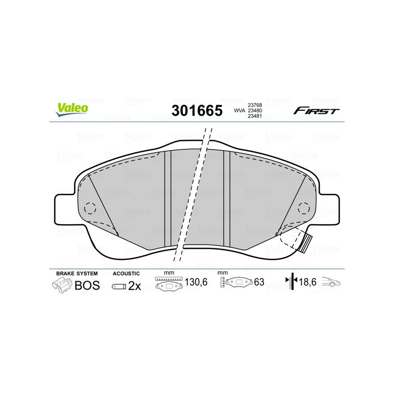 VALEO 301665 Bremsbeläge Vorne für