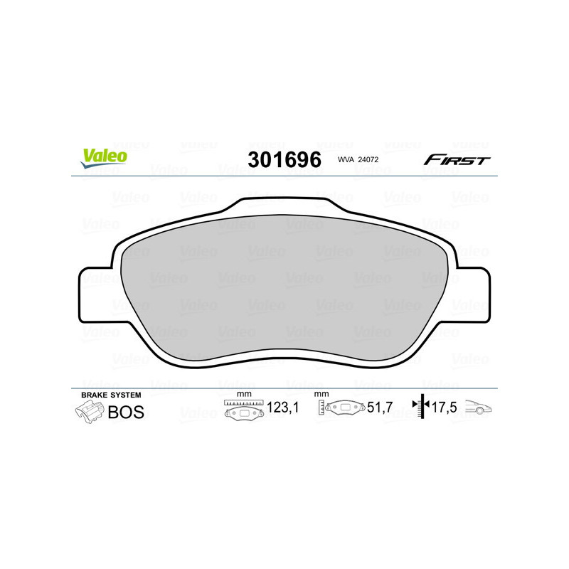 VALEO 301696 Plaquettes de frein Avant pour