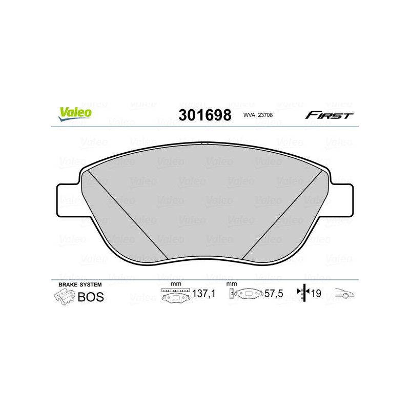 VALEO 301698 Plaquettes de frein Avant pour
