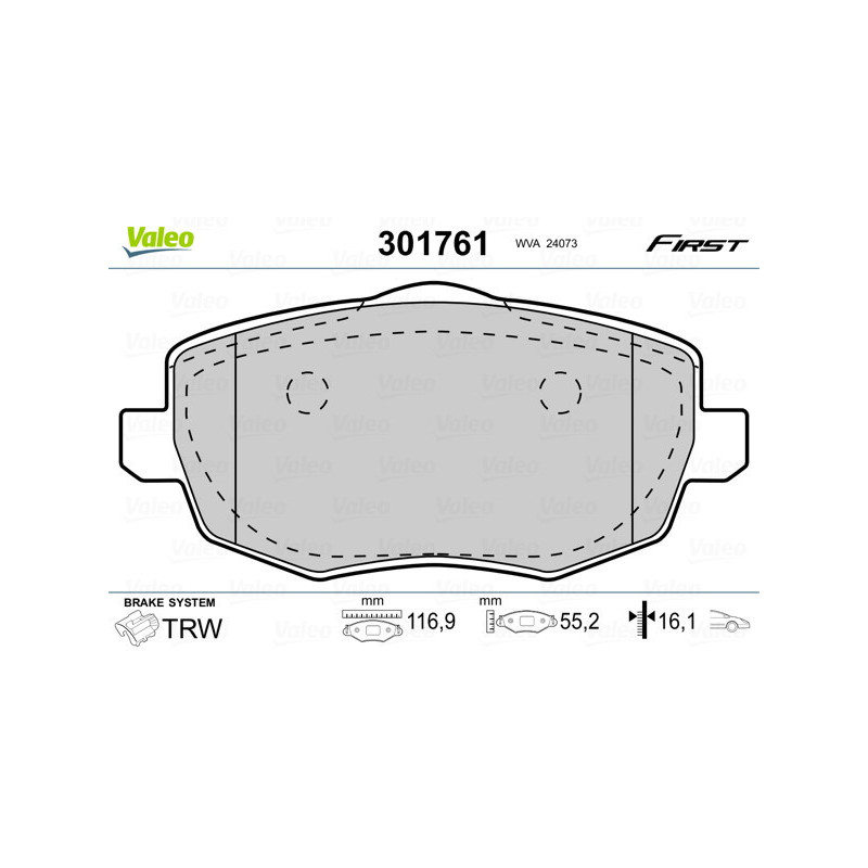 VALEO 301761 Brzdové destičky Přední pro