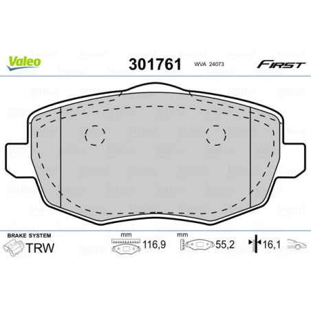 VALEO 301761 Brzdové destičky Přední pro
