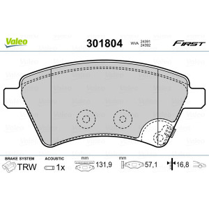 VALEO 301804 Brzdové destičky Přední pro