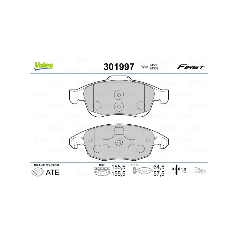 VALEO 301997 Brake Pads Set Front for