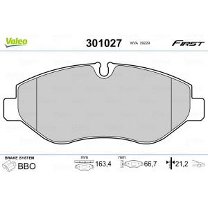 VALEO 301027 Brzdové platničky Predné pre