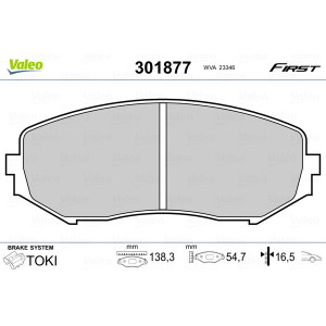 VALEO 301877 Brzdové platničky Predné pre