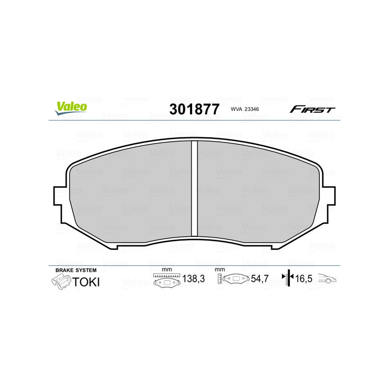 VALEO 301877 Brzdové destičky Přední pro