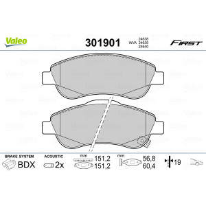 VALEO 301901 Brzdové destičky Přední pro